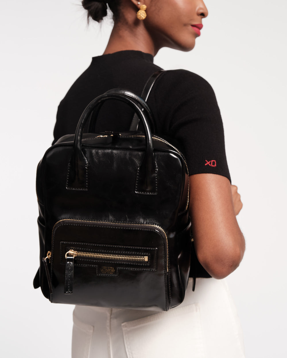 Small Casey Backpack - Glazed Leather Oyster Backpack Frances Valentine