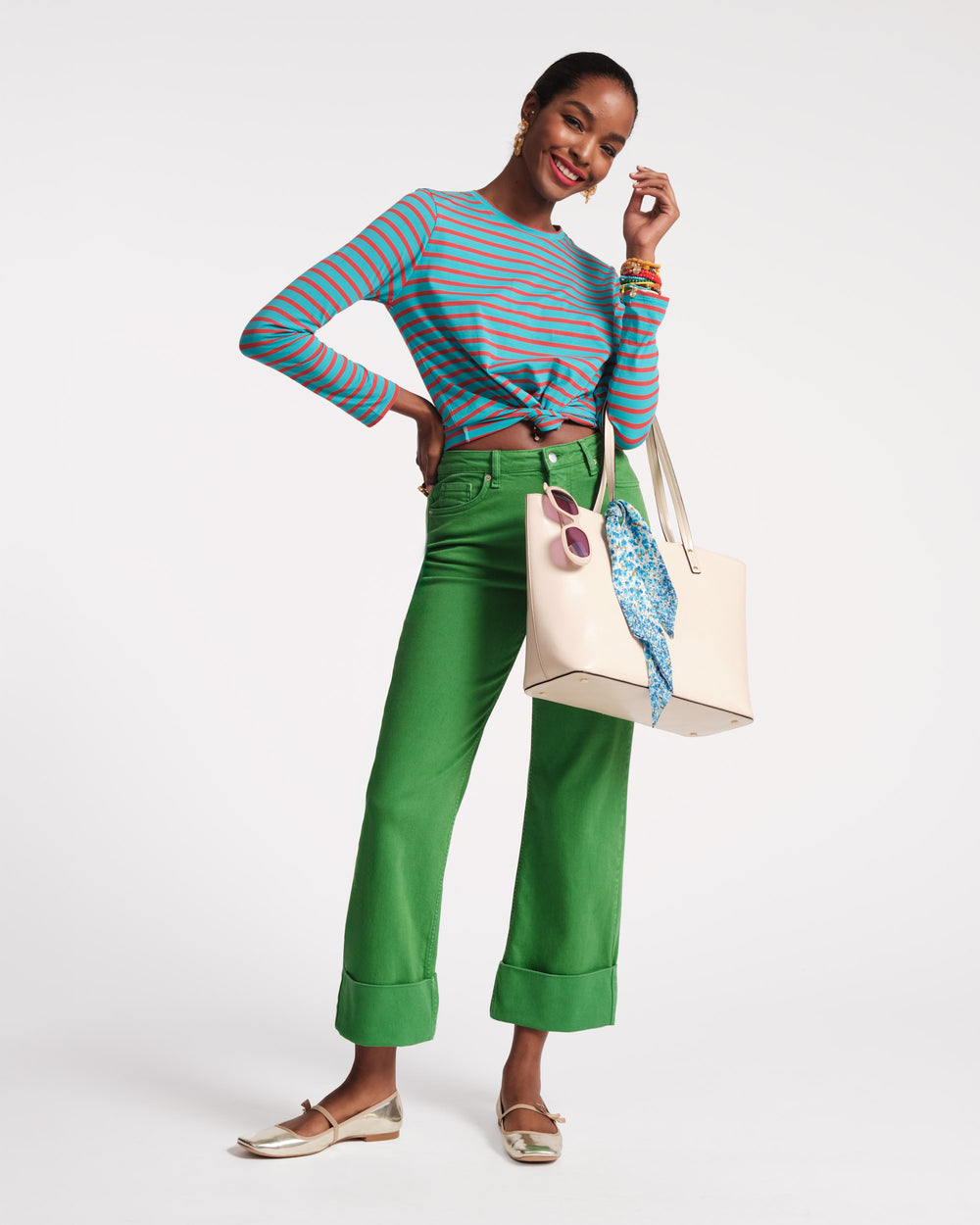 Smarty Cuffed Jeans - Green Pants Frances Valentine