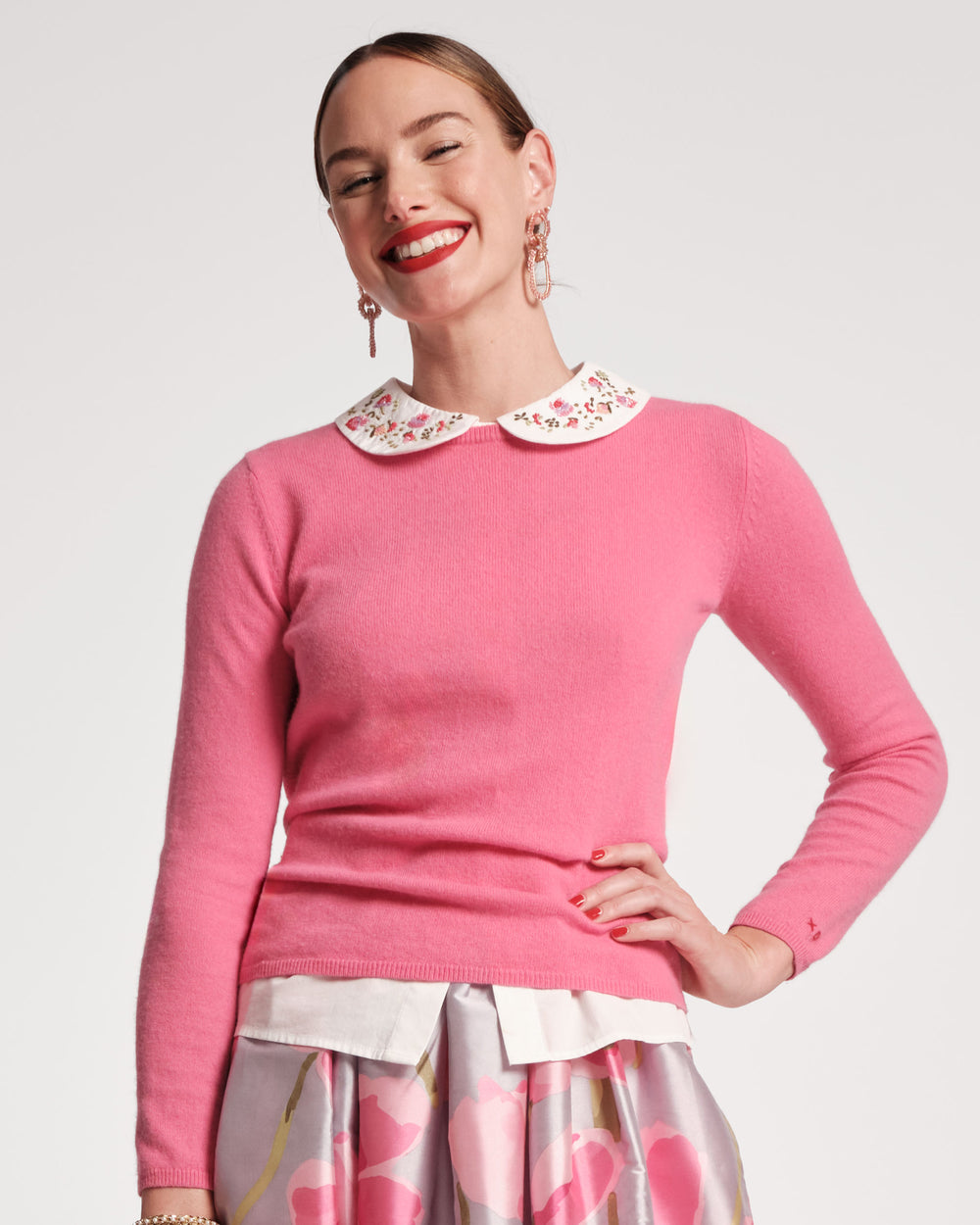 Louise Floral Collar Top - Embroidered Tops Frances Valentine