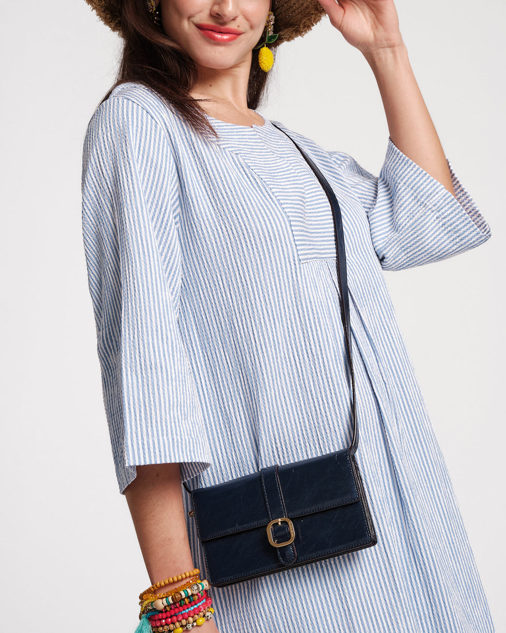 Accordian Wallet - Crinkled Leather Navy Wallet Frances Valentine