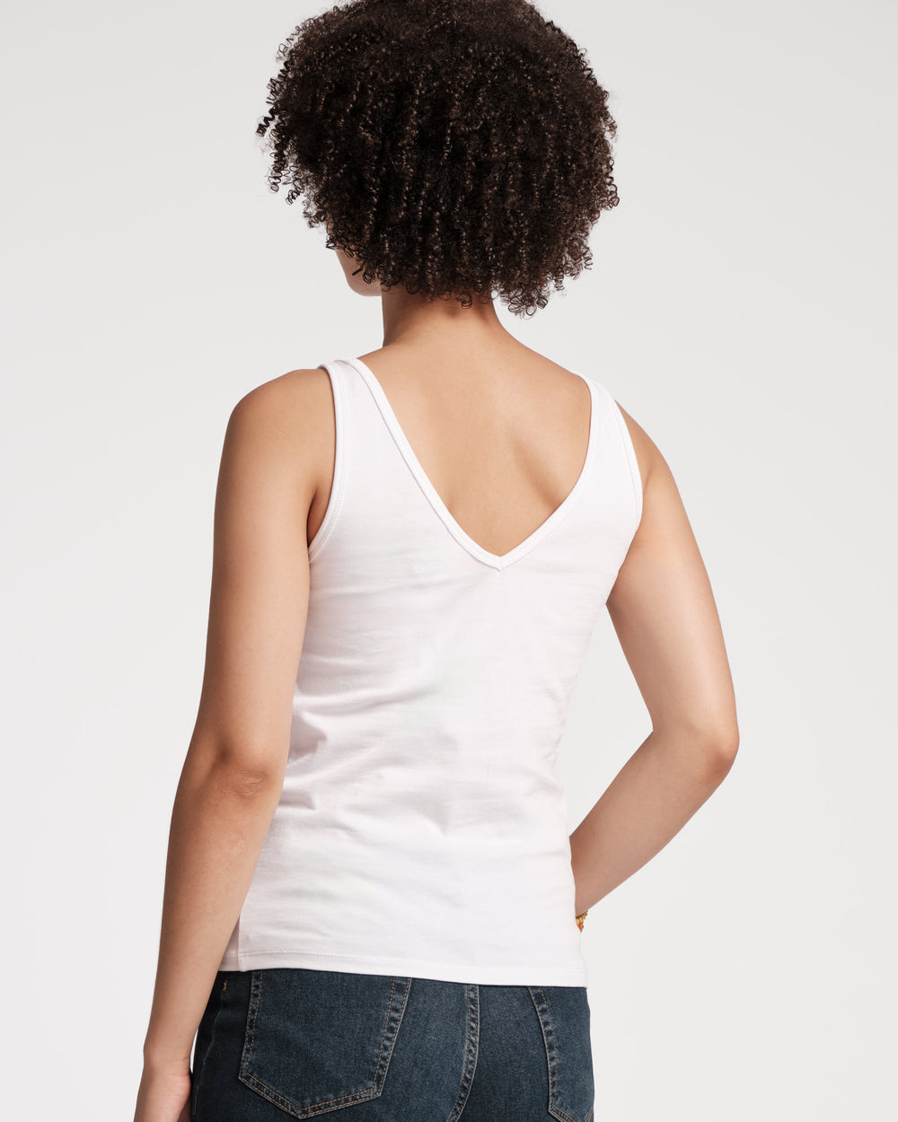 V Neck Pima Tank - White Tops Frances Valentine
