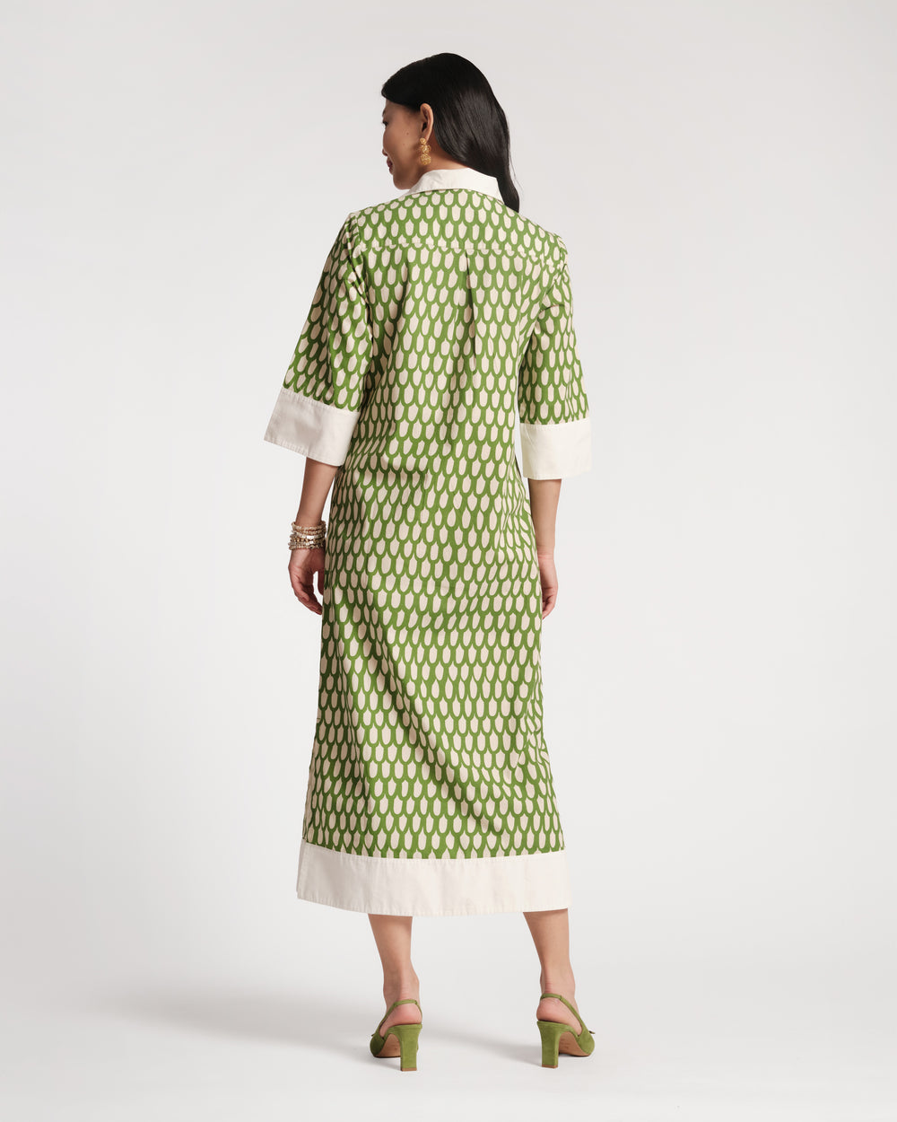 Tracey Midi Dress - Loop Print Green Dresses Frances Valentine