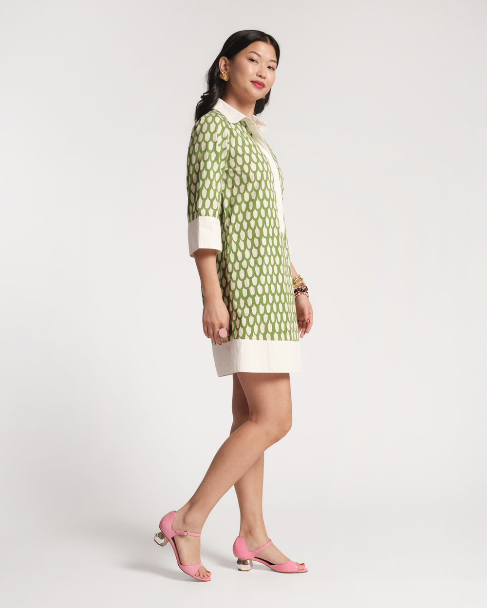 Tracey Mini Dress - Loop Print Green Dresses Frances Valentine