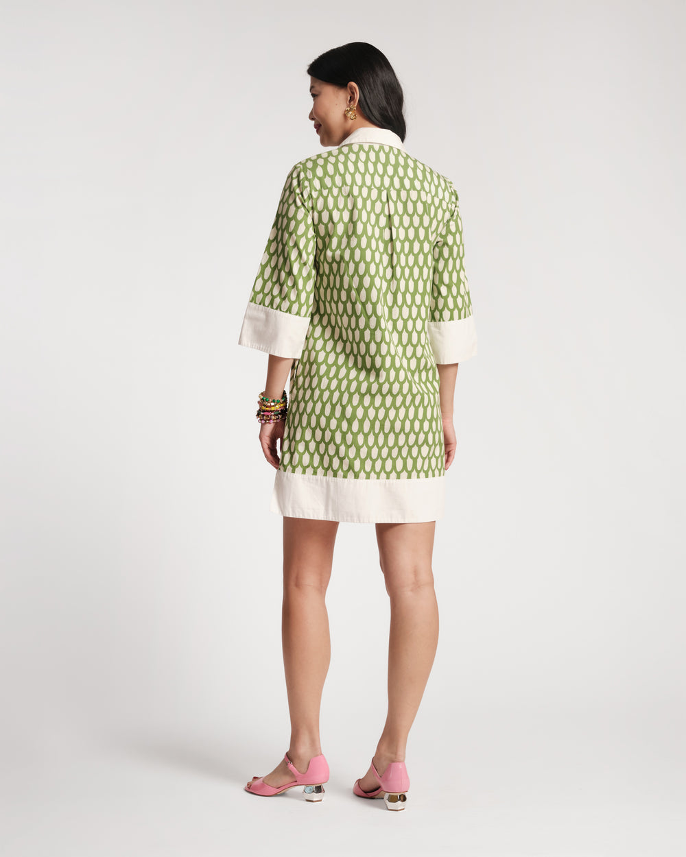 Tracey Mini Dress - Loop Print Green Dresses Frances Valentine