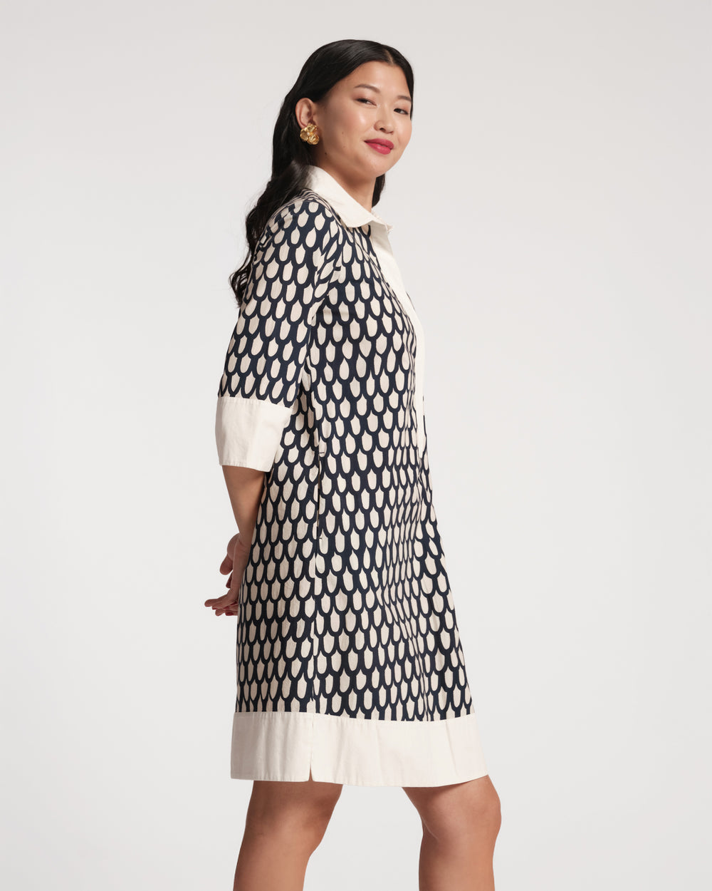 Tracey Mini Dress - Loop Print Navy Dresses Frances Valentine