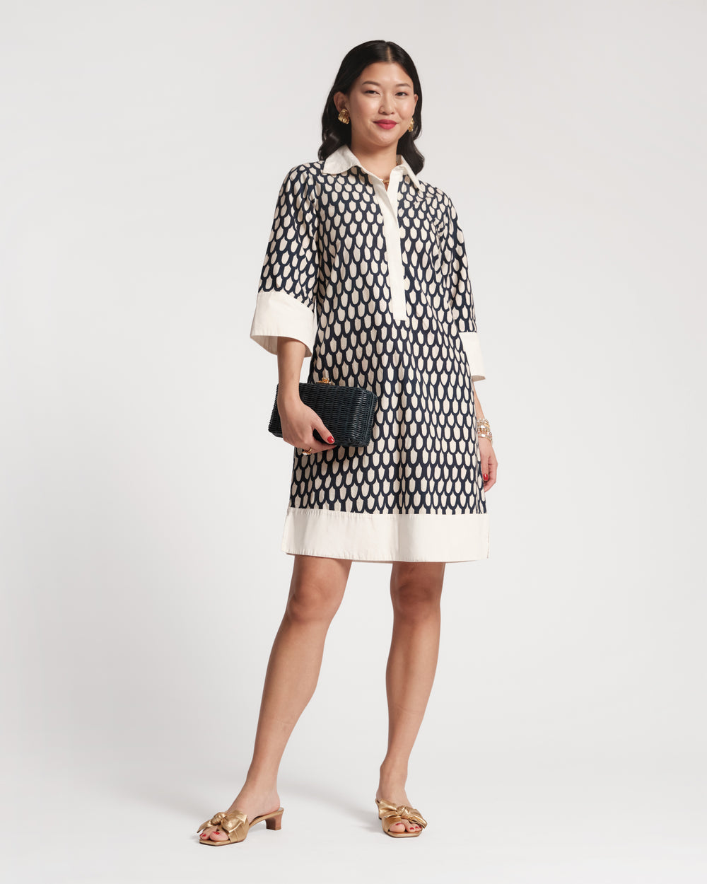 Tracey Mini Dress - Loop Print Navy Dresses Frances Valentine