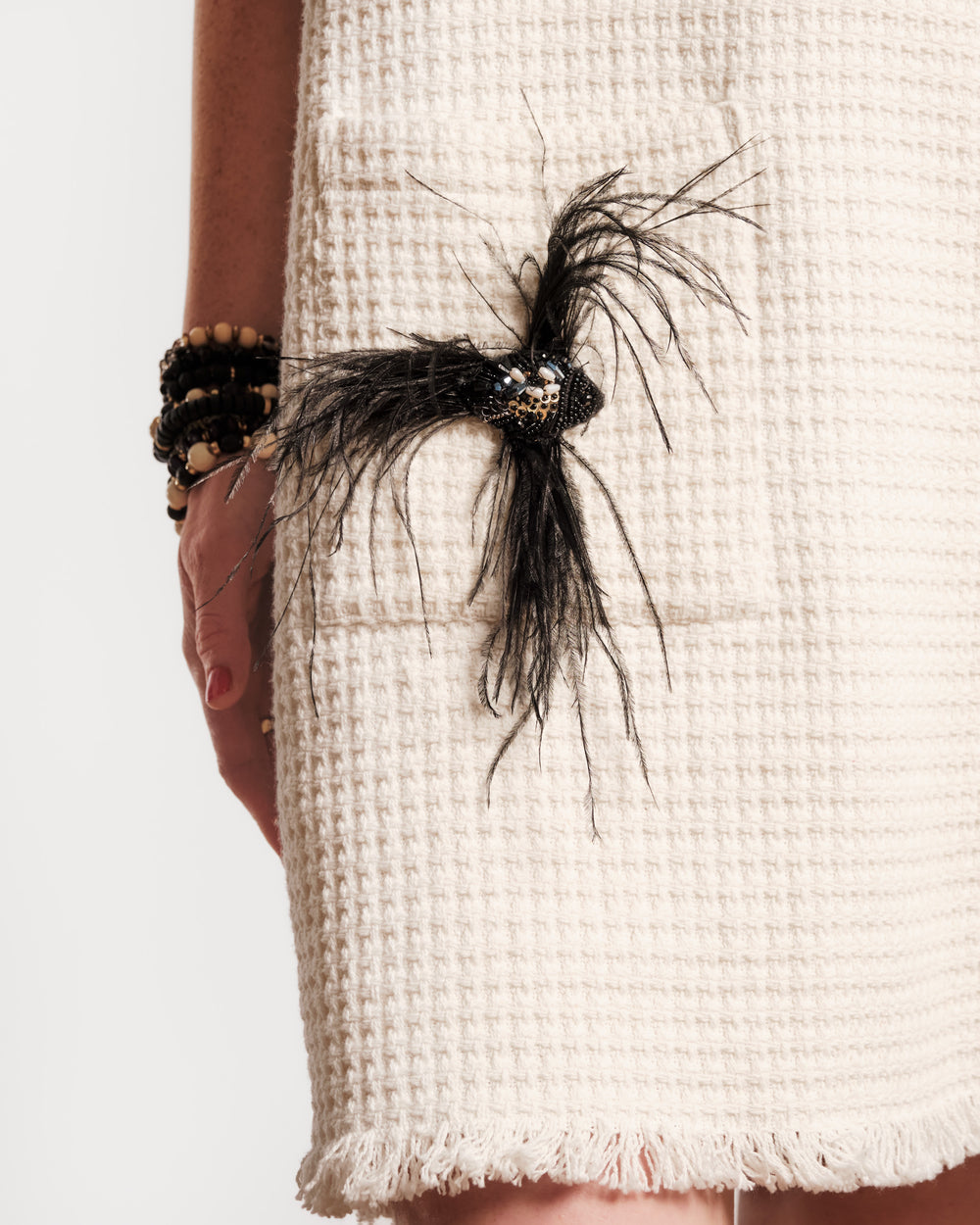 Twiggy Fringe Dress - White/Black Frances Valentine