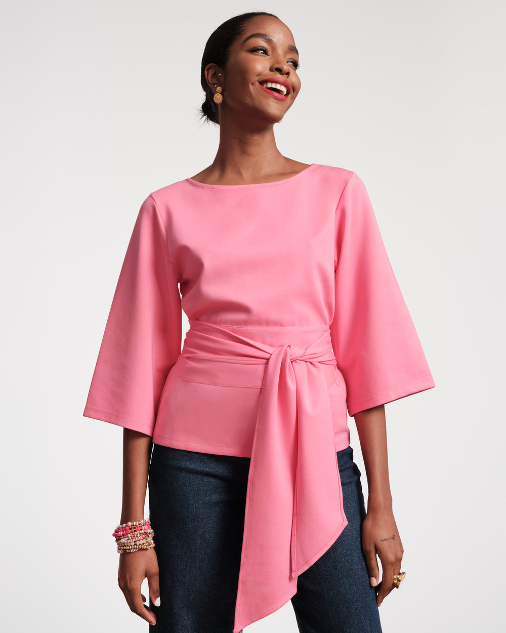 Whitney Wrap Top - Pink Tops Frances Valentine