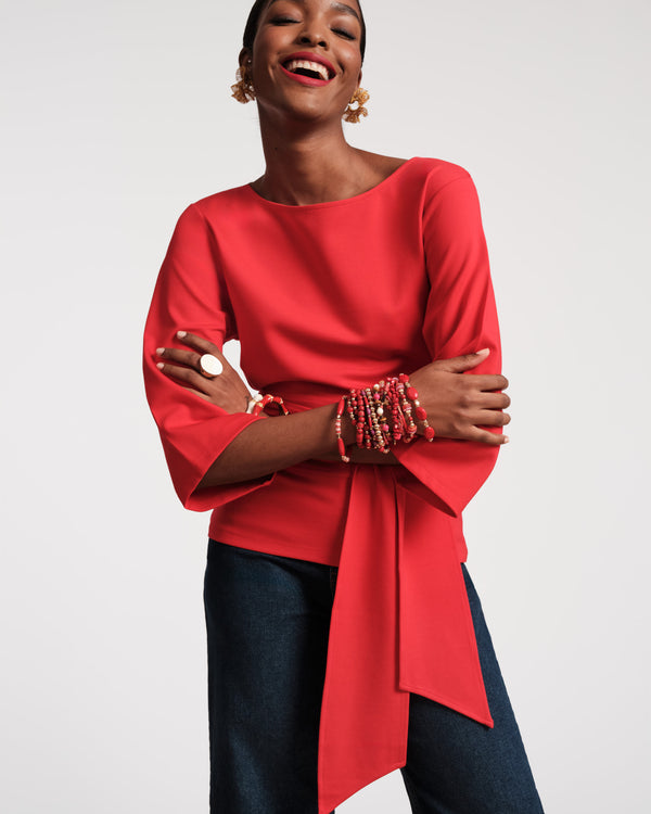 Whitney Wrap Top - Red Tops Frances Valentine