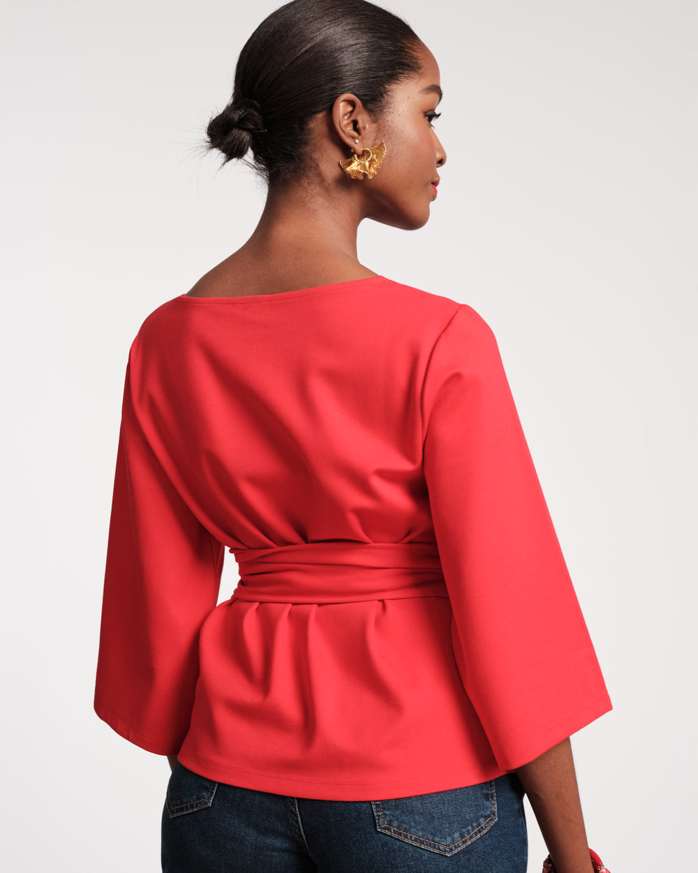 Whitney Wrap Top - Red Tops Frances Valentine