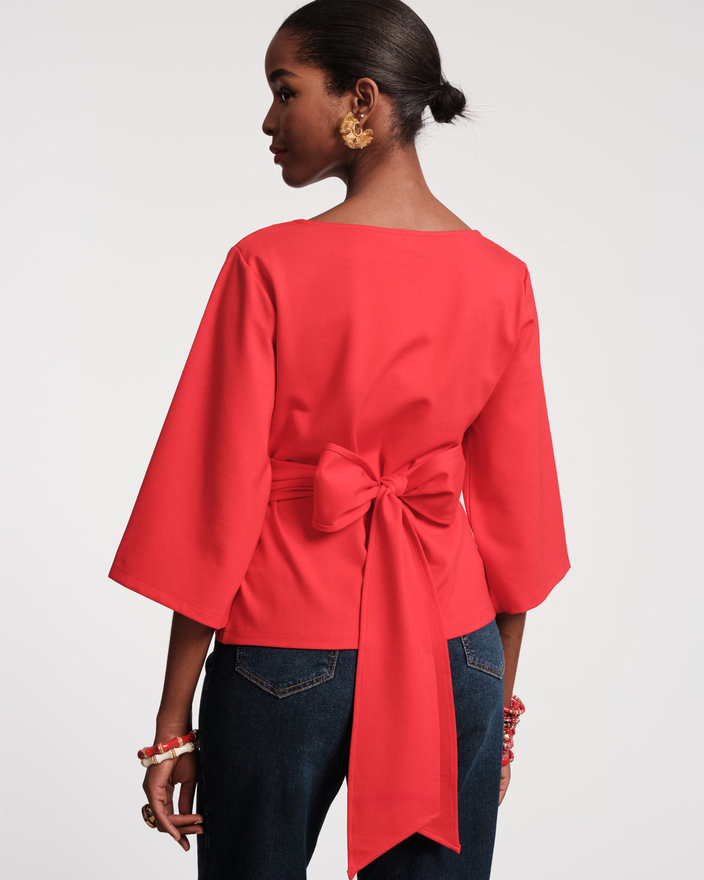 Whitney Wrap Top - Red Tops Frances Valentine