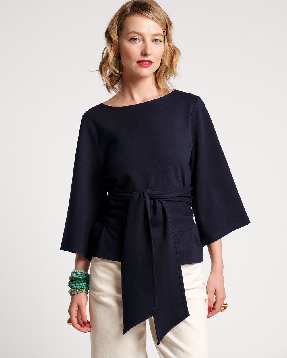 Whitney Wrap Top - Navy Tops Frances Valentine