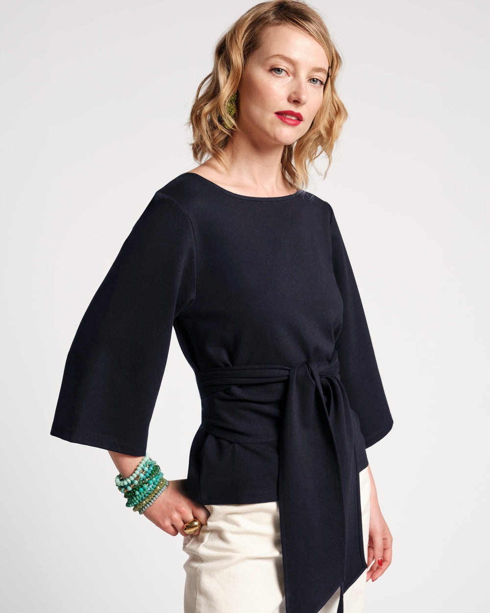 Whitney Wrap Top - Navy Tops Frances Valentine