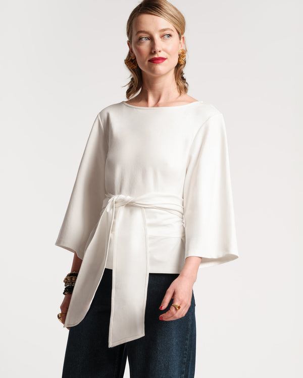 Whitney Wrap Top - Oyster Tops Frances Valentine