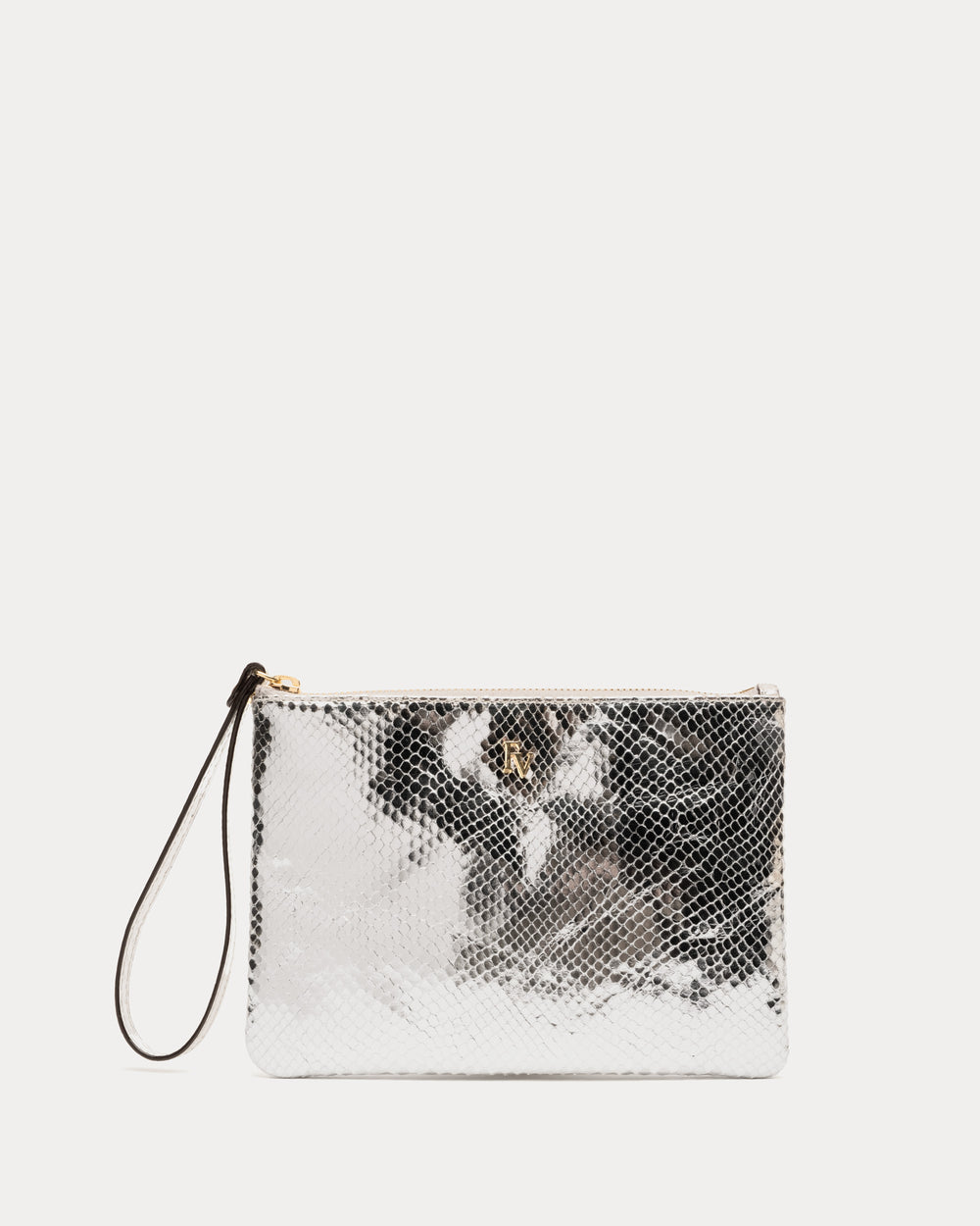 Metallic Snake Leather Wristlet - Silver Wallet Frances Valentine