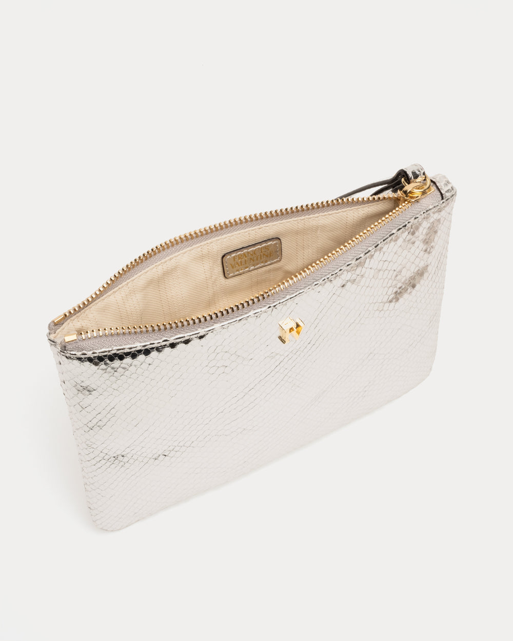 Metallic Snake Leather Wristlet - Silver Wallet Frances Valentine