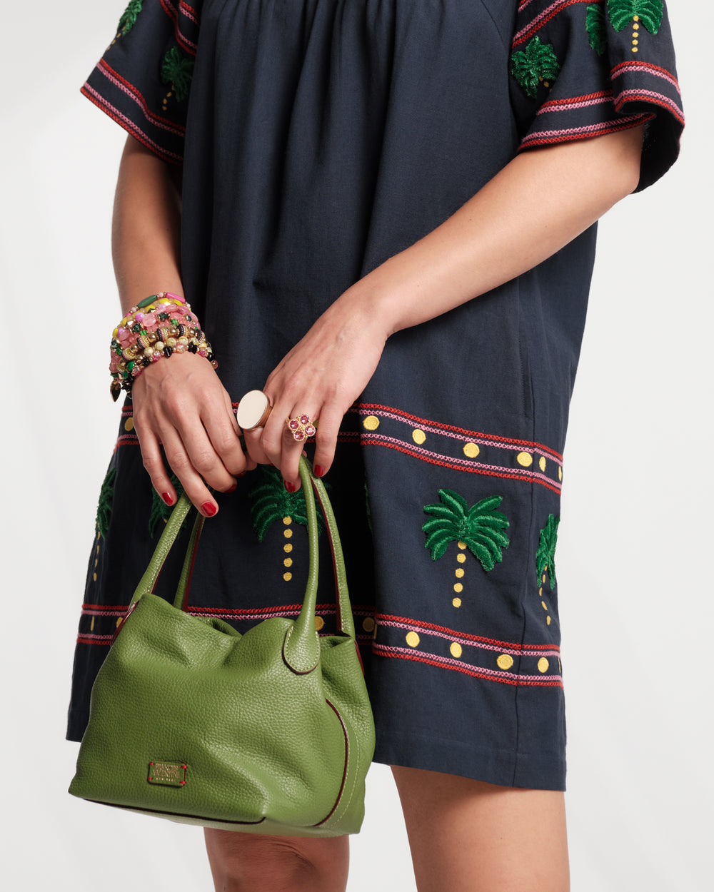 Teeny Sweet Pea - Tumbled Leather Fern Handbag Frances Valentine