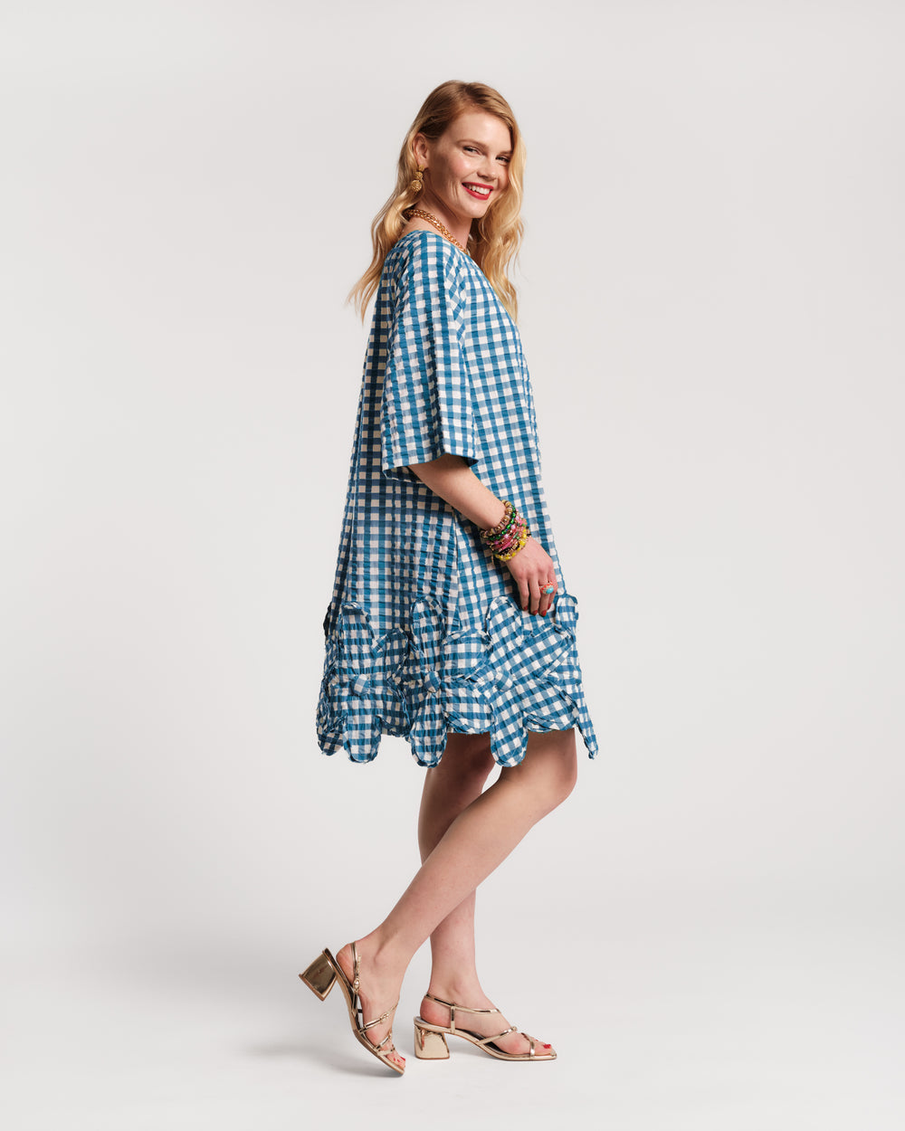 Zennia Mini Gingham Dress - Blue Dresses Frances Valentine