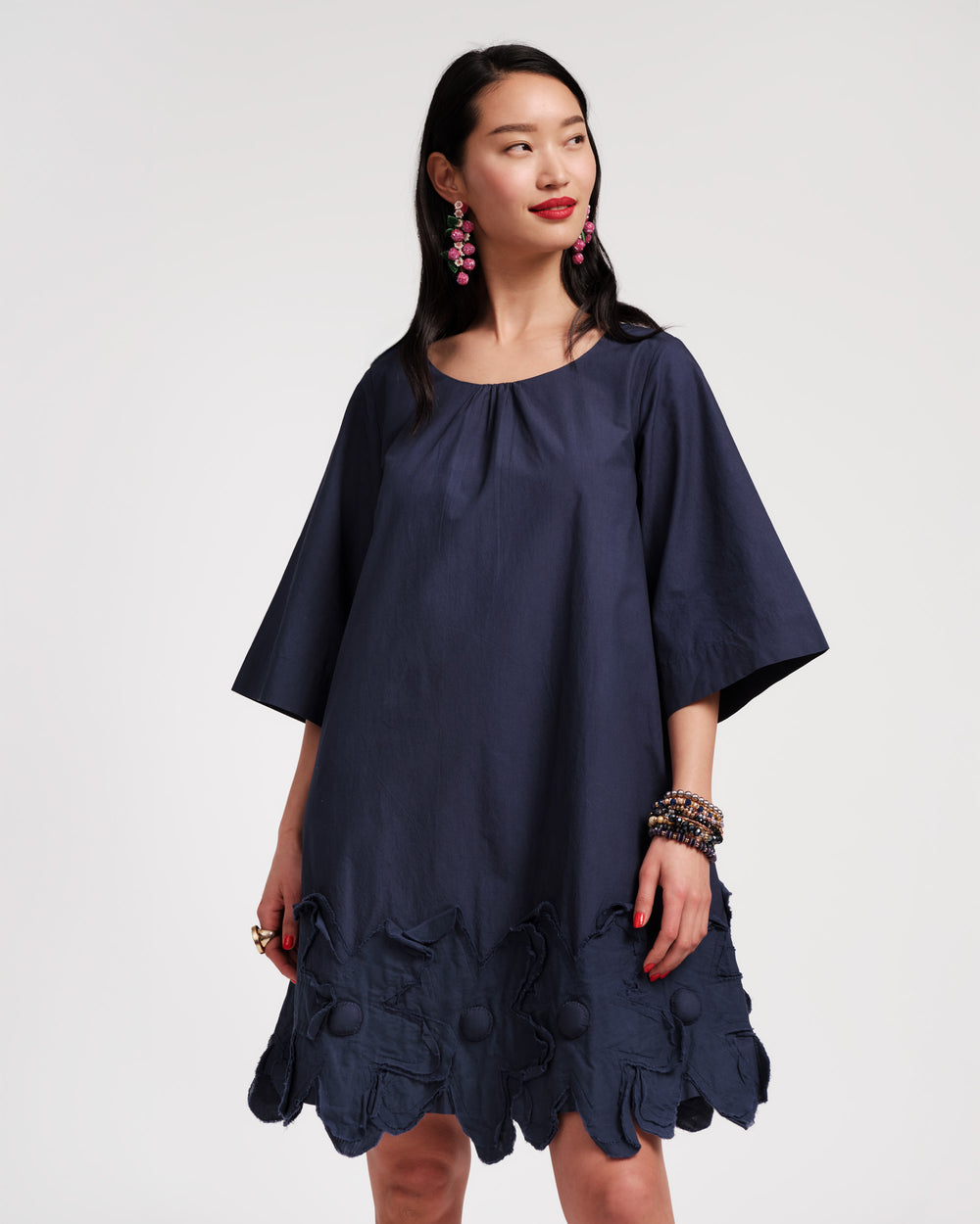 Zennia Flower Dress - Navy Dresses Frances Valentine