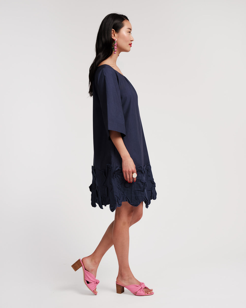 Zennia Flower Dress - Navy Dresses Frances Valentine