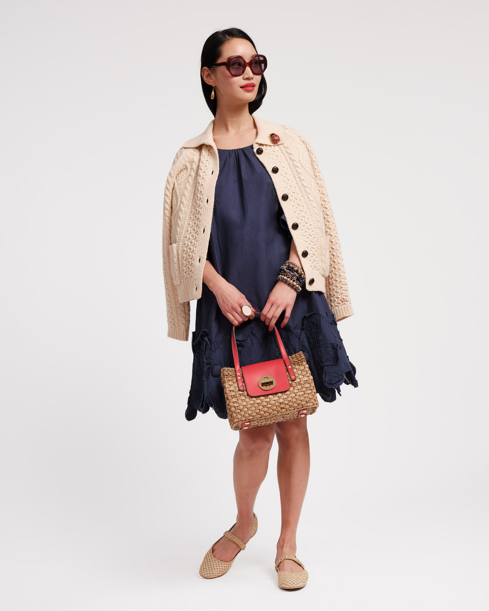 Zennia Flower Dress - Navy Dresses Frances Valentine