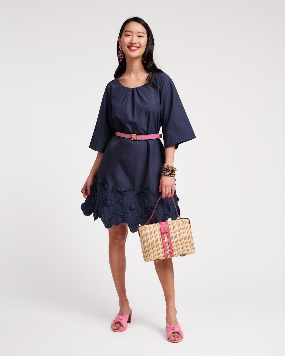 Zennia Flower Dress - Navy Dresses Frances Valentine