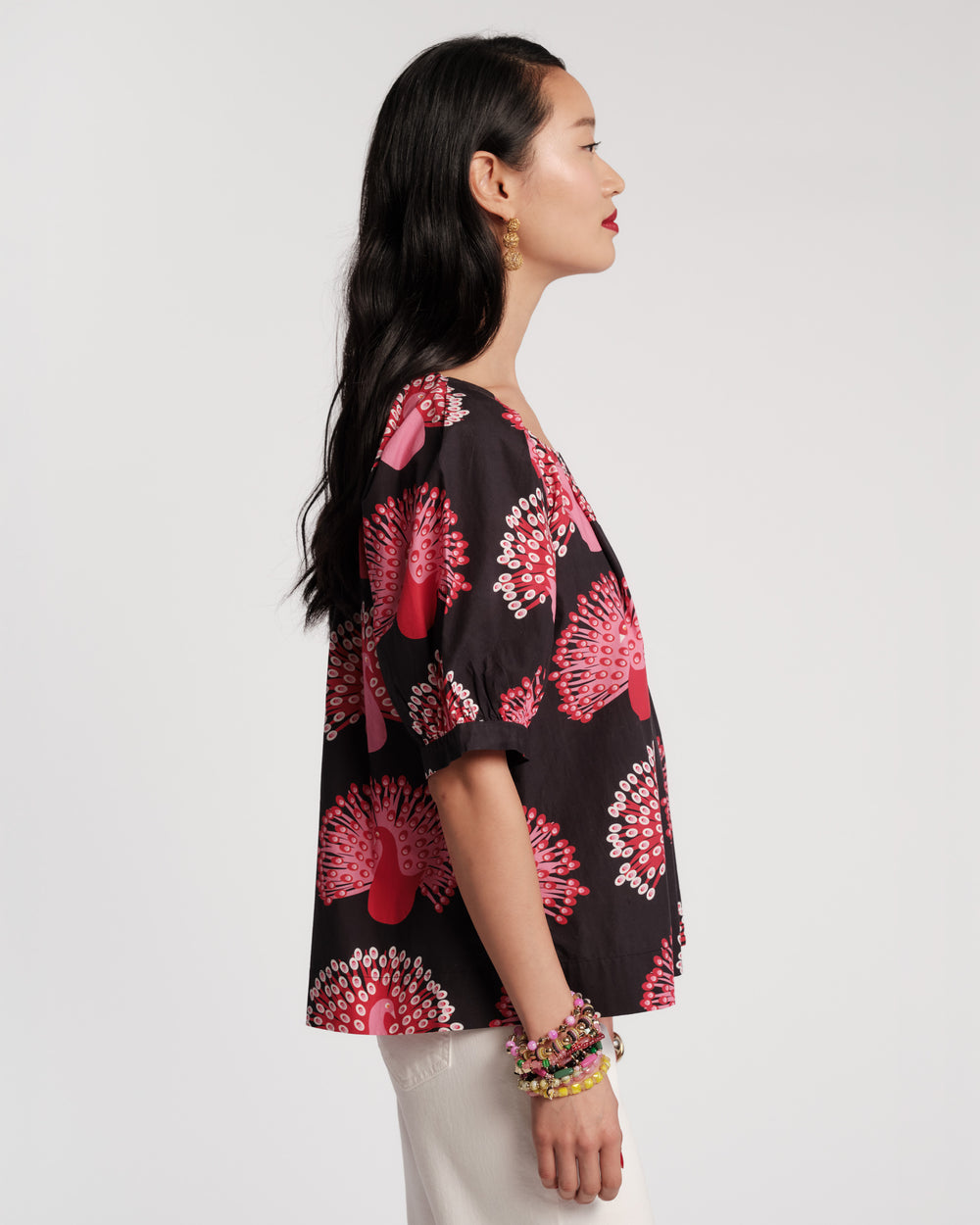 Zonda Top - Peacock Black Shirt Frances Valentine
