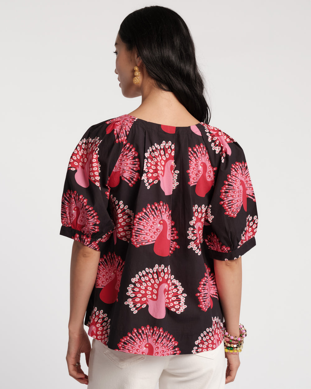 Zonda Top - Peacock Black Shirt Frances Valentine