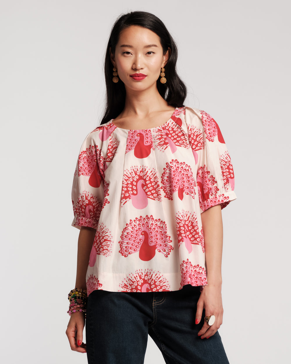 Zonda Top - Oyster Peacock Shirt Frances Valentine