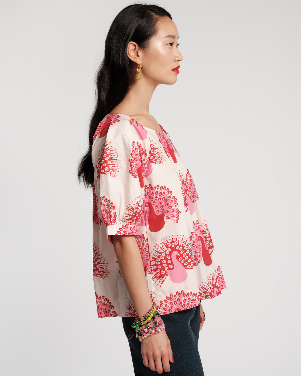 Zonda Top - Oyster Peacock Shirt Frances Valentine