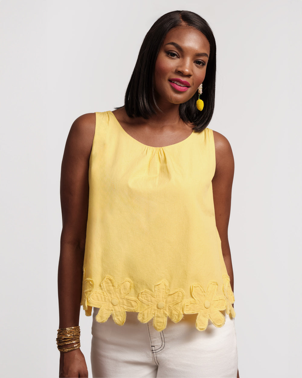 Zennia Flower Tank - Yellow Tops Frances Valentine