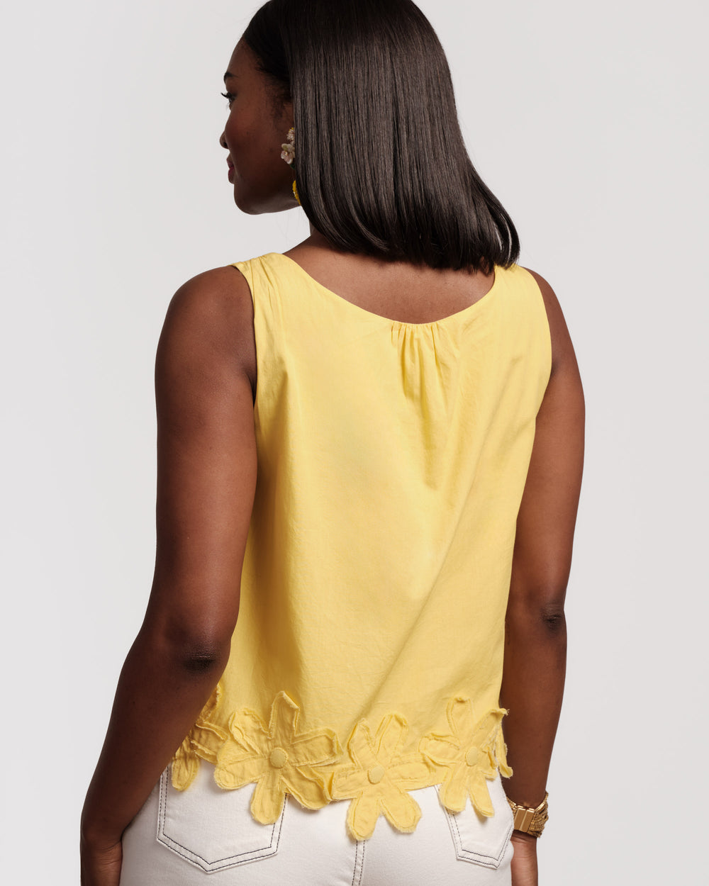 Zennia Flower Tank - Yellow Tops Frances Valentine