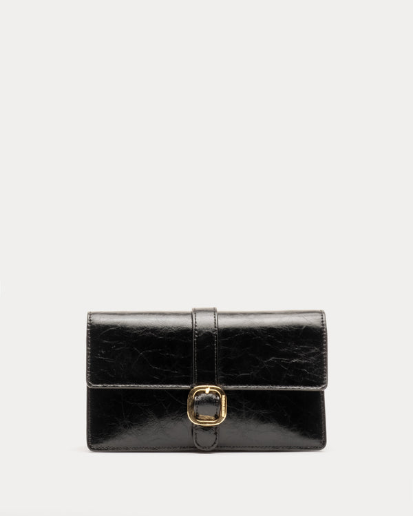Accordion Wallet - Crinkled Leather Black Wallet Frances Valentine