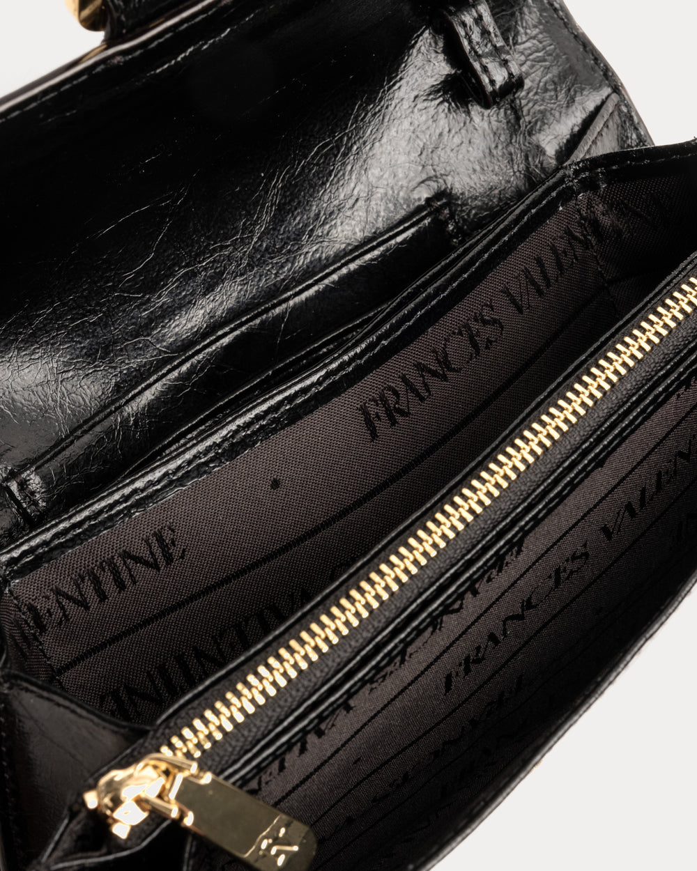Accordion Wallet - Crinkled Leather Black Wallet Frances Valentine