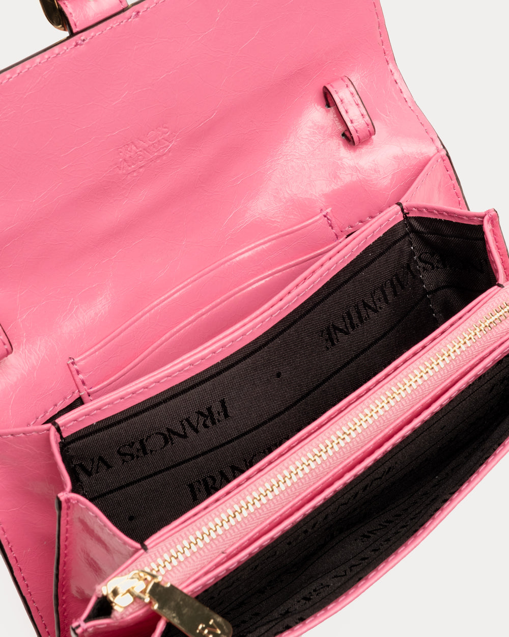 Accordion Wallet - Crinkled Leather Pink Wallet Frances Valentine