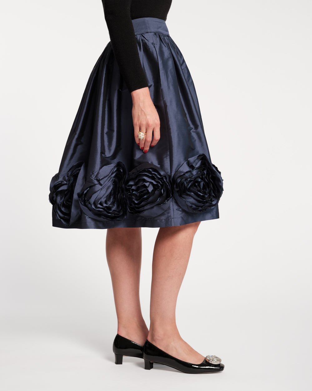 Barbara Flower Midi Skirt - Navy Flower Skirts Frances Valentine