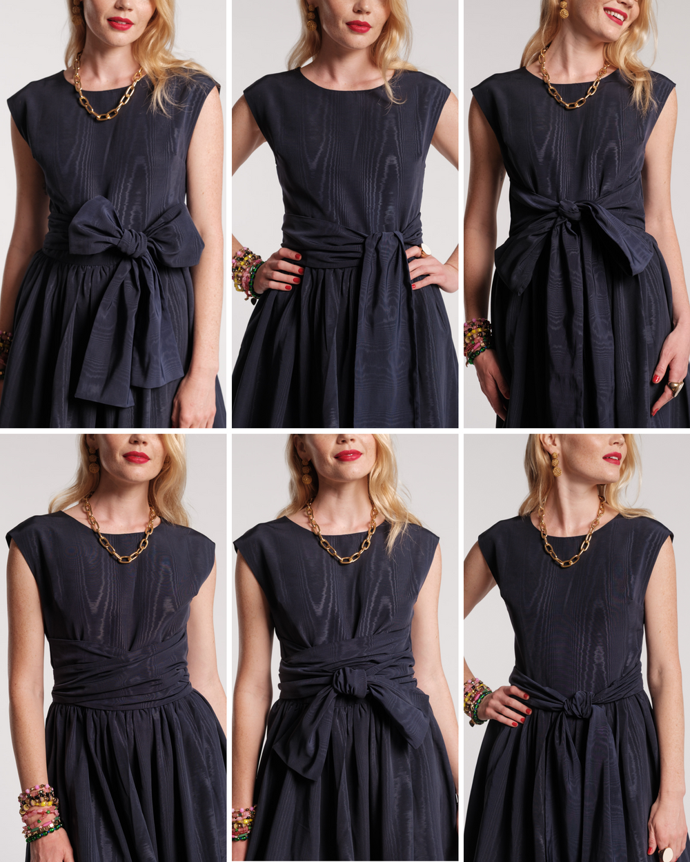 Bow Dress - Navy Moire Dresses Frances Valentine