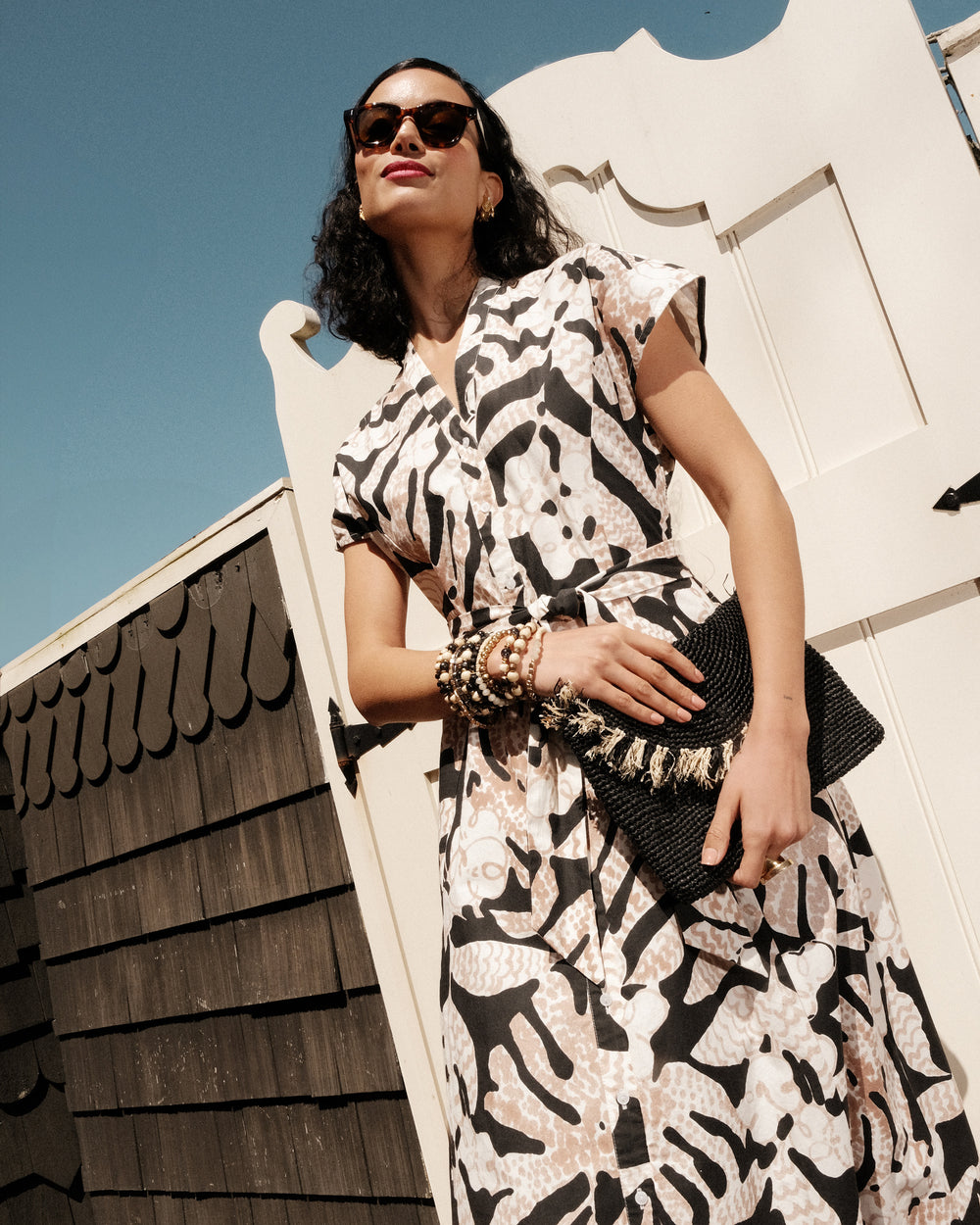 Eve Dress - Sketchy Jungle Black Dresses Frances Valentine
