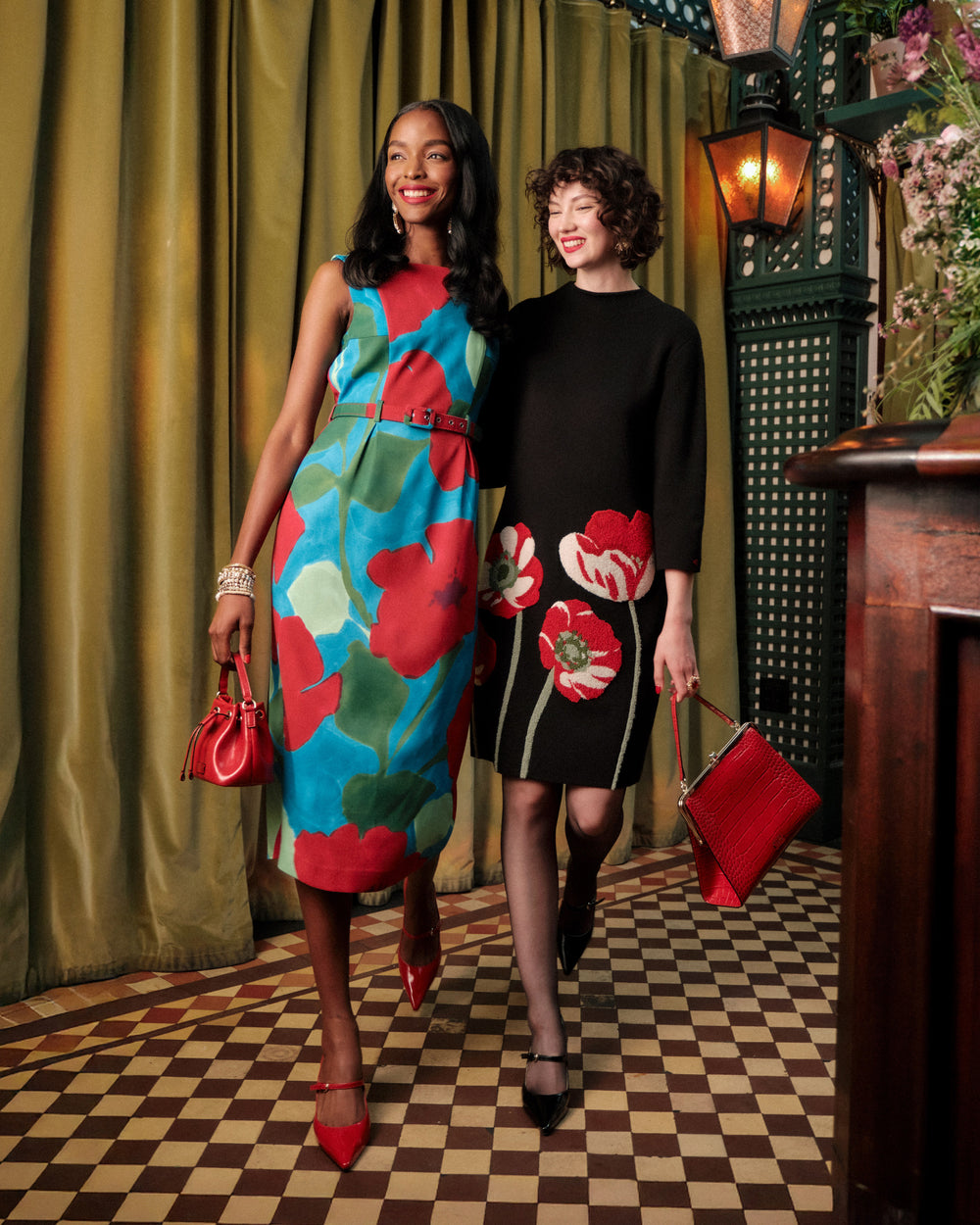 Audrey Belted Midi Dress - Floating Floral Dresses Frances Valentine