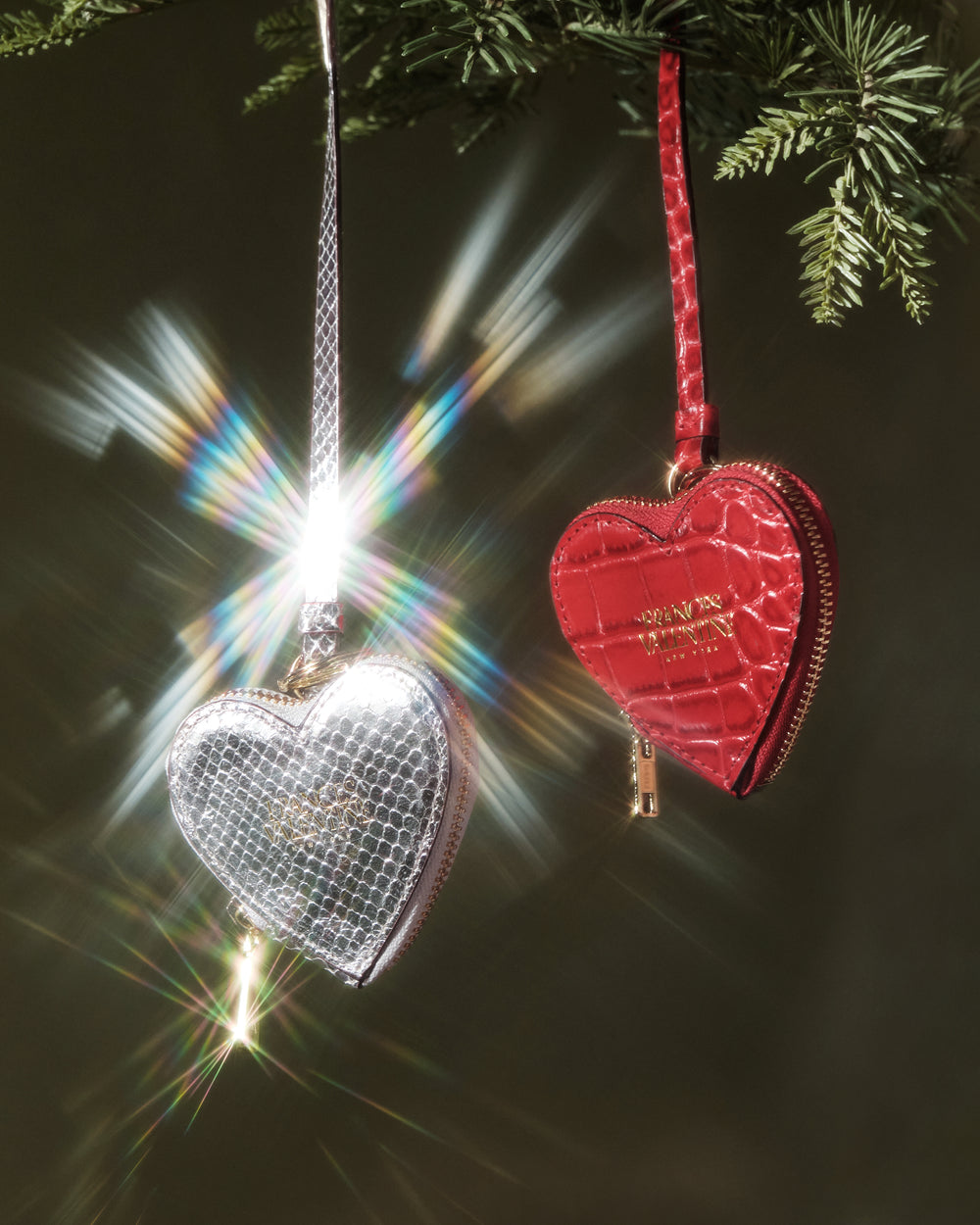 Heart Keychain Charm - Metallic Snake Print Silver Keychain Frances Valentine