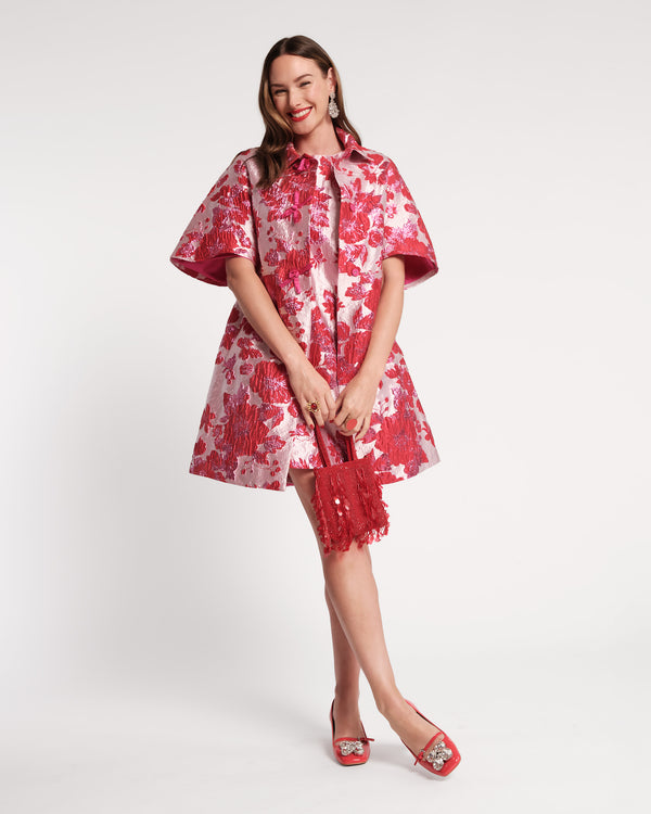 Marvelous Jacket - Metallic Floral Jacquard Pink Coats & Jackets Frances Valentine