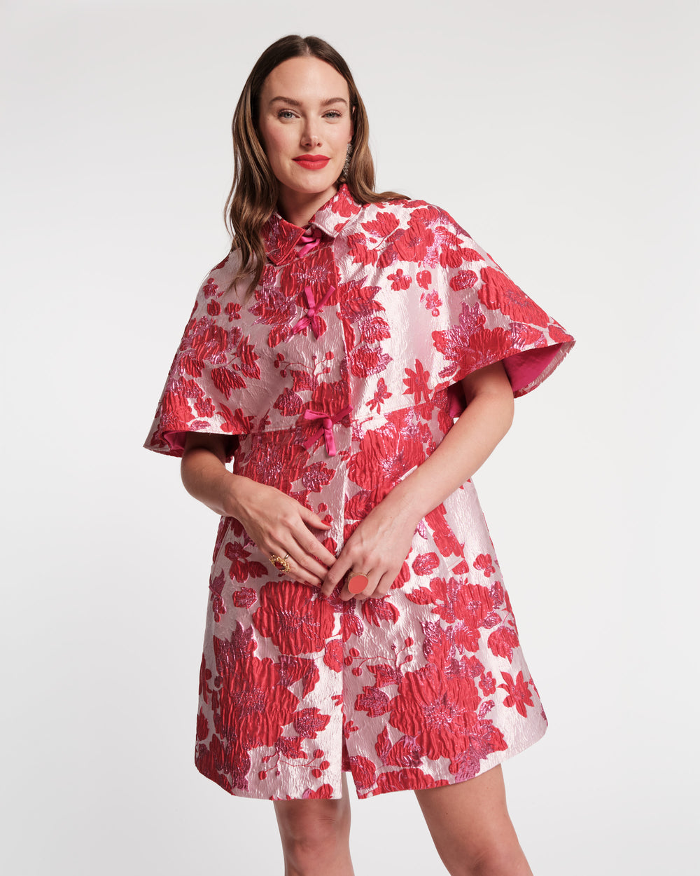 Marvelous Jacket - Metallic Floral Jacquard Pink Coats & Jackets Frances Valentine