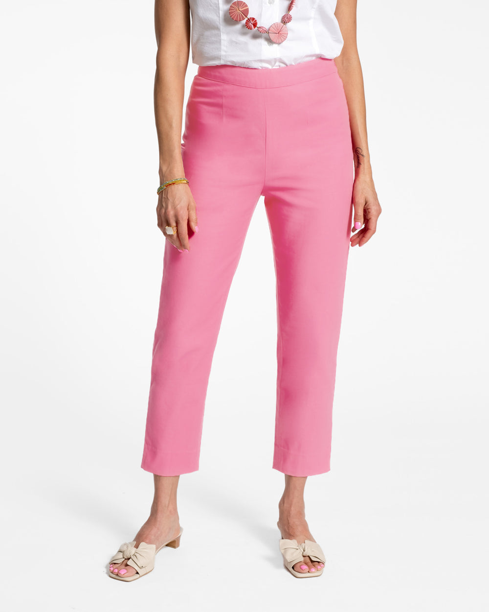 Lucy Cigarette Pant - Cotton Stretch Pink Pants Frances Valentine
