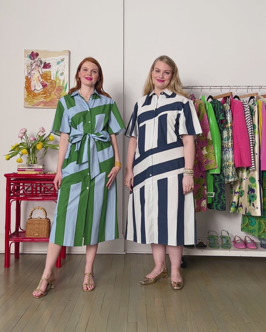 Amanda Stripe Shirtdress - Navy White Dresses Frances Valentine