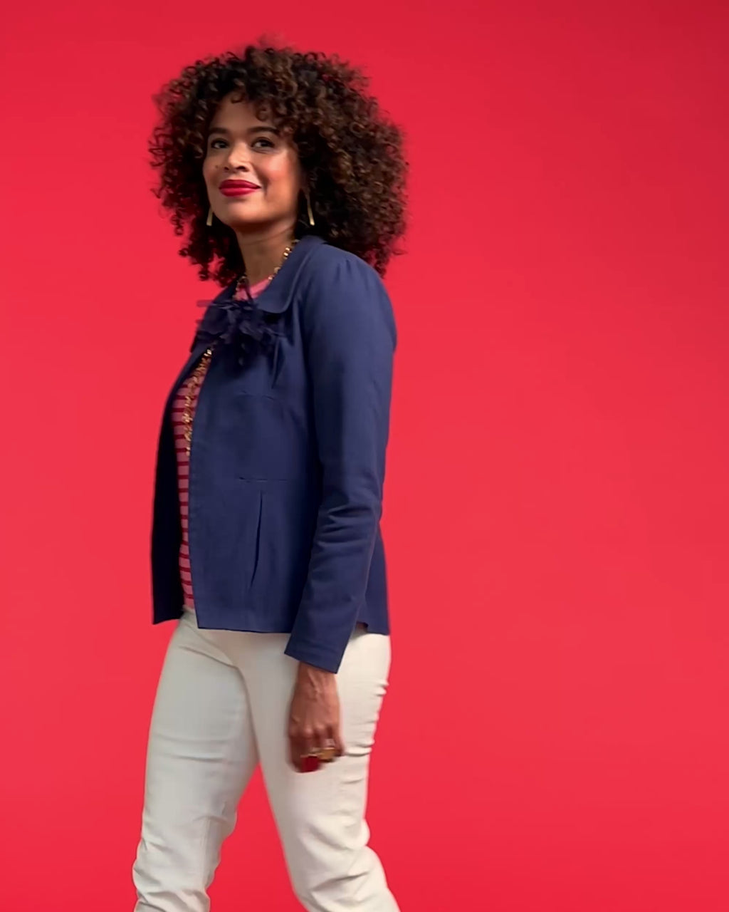 Elle Linen Blazer - Navy Coats & Jackets Frances Valentine