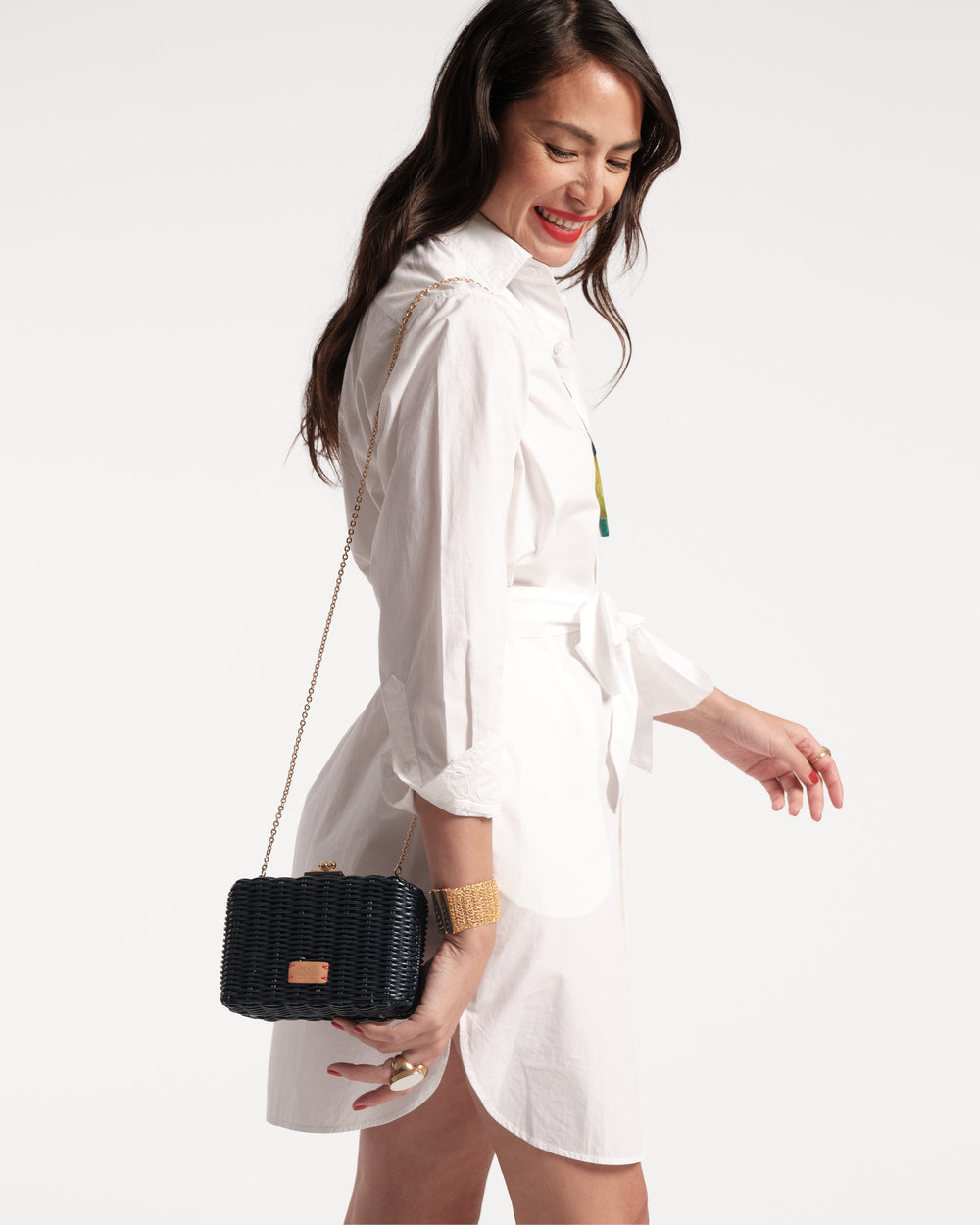 Paige Wicker Clutch - Navy Basket Frances Valentine