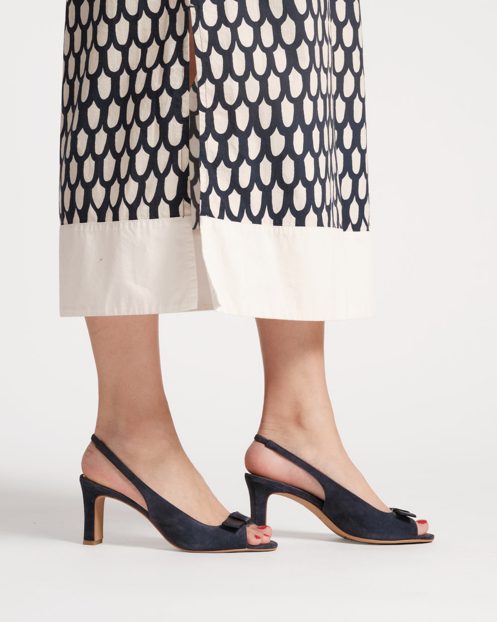 Reese Slingback Heel - Suede Navy Heels Frances Valentine