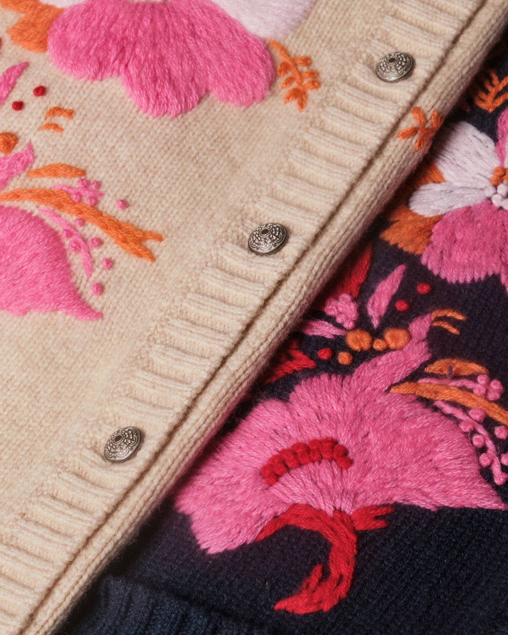 Wool Tulip Bouquet Cardigan - Pink Sweater Frances Valentine
