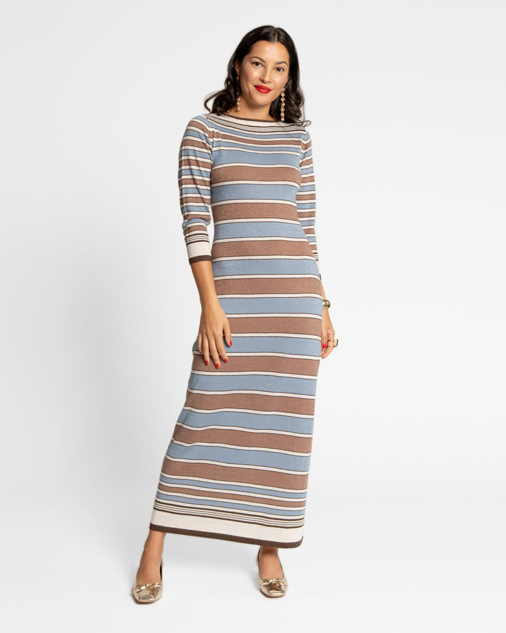 Bianca Maxi Dress - Blue Brown Dresses Frances Valentine