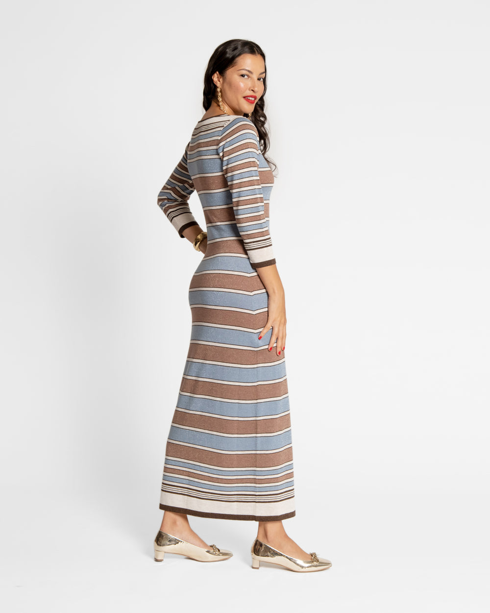 Bianca Maxi Dress - Blue Brown Dresses Frances Valentine